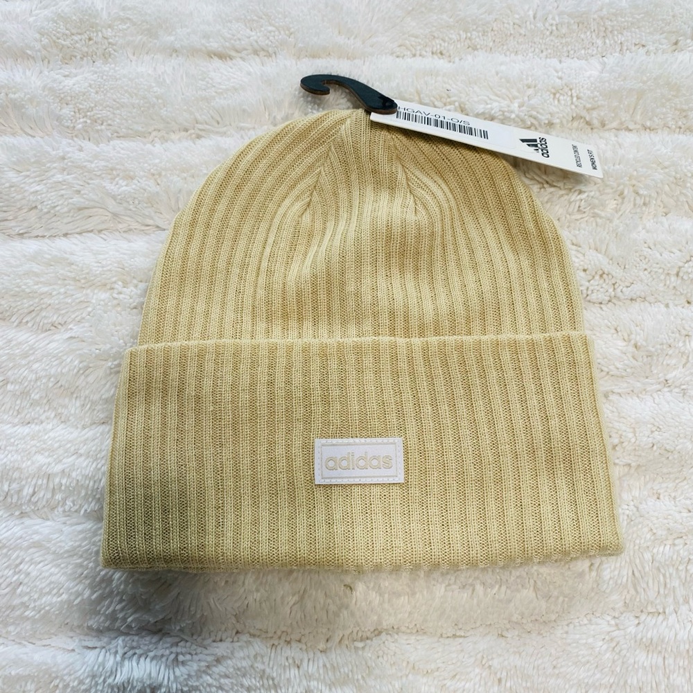Adidas Beige Folded Cuff Beanie Hat